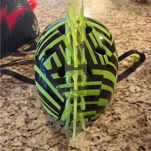 Black and Neon Green Spiked Helmet- size Medium